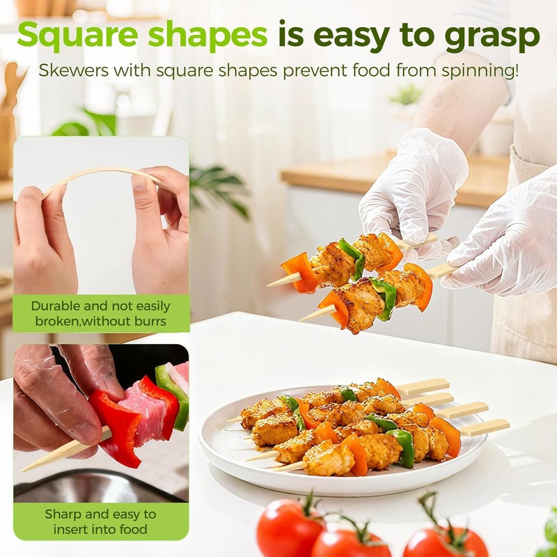 BWCXR 200PCS Flat Bamboo Skewers 6 Inch – Appetizer and BBQ Picks for Grilling, Cocktail Garnish, Fruit, Meat, Cheese, Snacks, Kabob Sticks for Party and Catering - Image 2